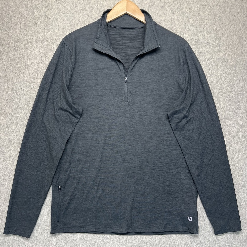 Vuori Quarter Zip Pullover Mens Large Gray Long Sleeve Performance Athletic